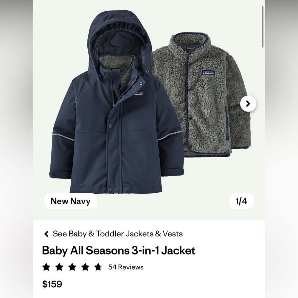 Patagonia Infant 3-in-1 Navy Jacket